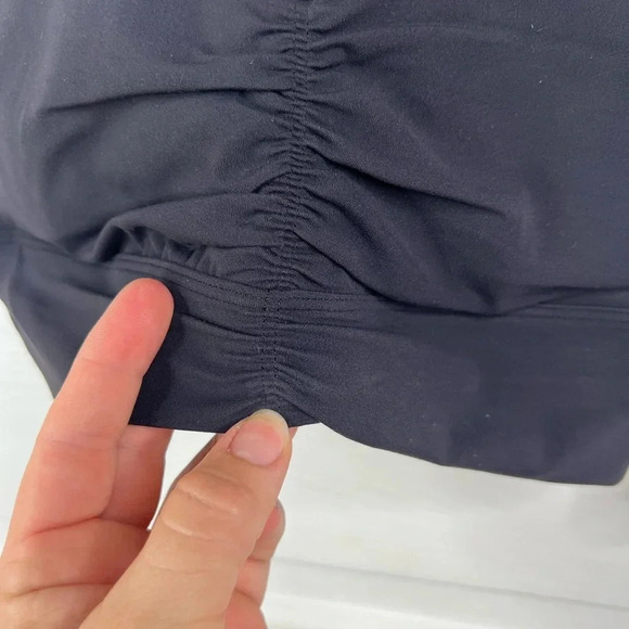 Zella Women's Black Ruched Racerback Sports Bra Size S Medium Support New - Picture 4 of 10